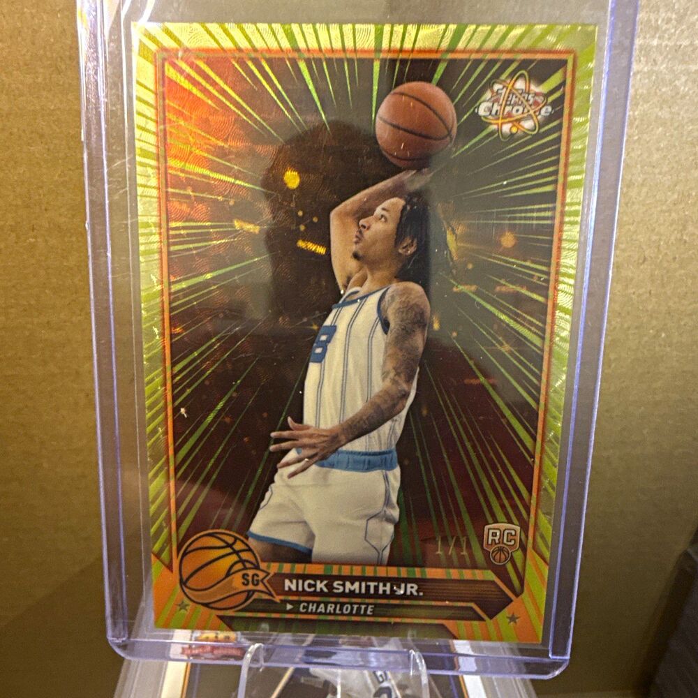 2023-24 Topps Chrome Gold Radiating Rookies Nick Smith Jr 1/1 Superfractor